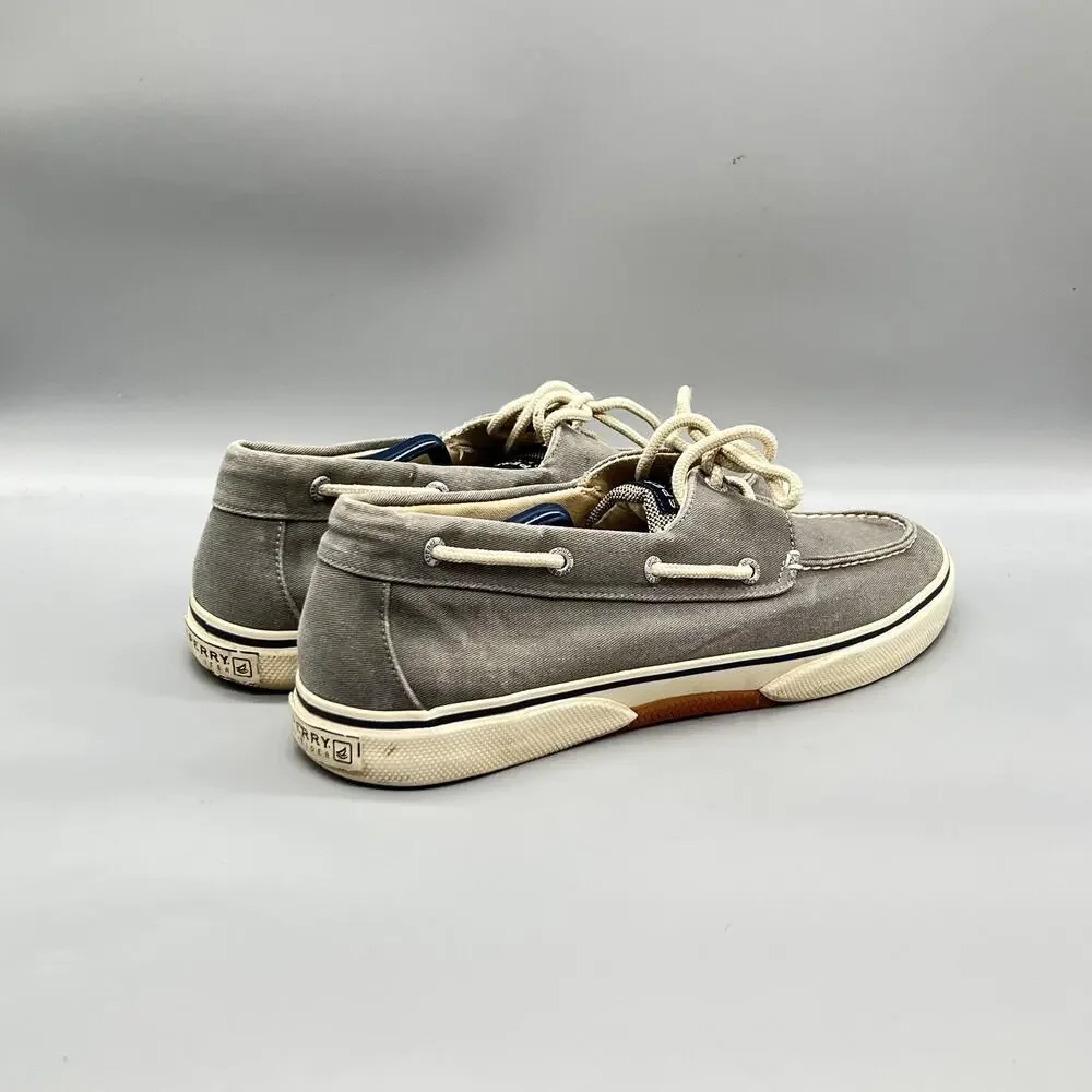 Sperry Shoes Mens 11.5 Gray Canvas Top Sider Boat Deck Moc Toe Casual Comfort